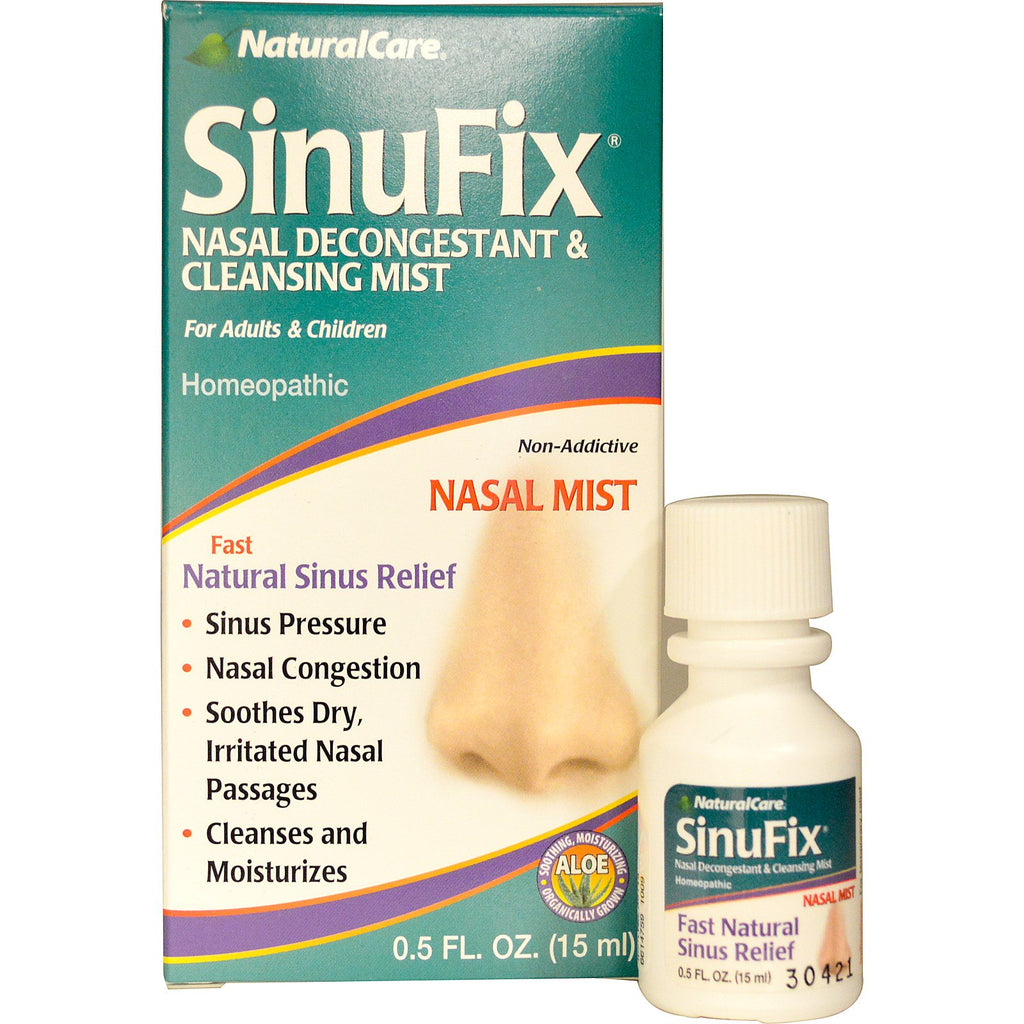 Natural Care, SinuFix、鼻充血除去剤 & クレンジングミスト、0.5 fl oz (15 ml)
