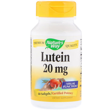 Nature's Way, luteína, 20 mg, 60 cápsulas blandas