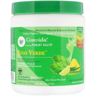 Vibrant Health, Convida Jugo Verde, 녹색 분말, 천연 파인애플 라임 맛, 175.5g(6.2oz)