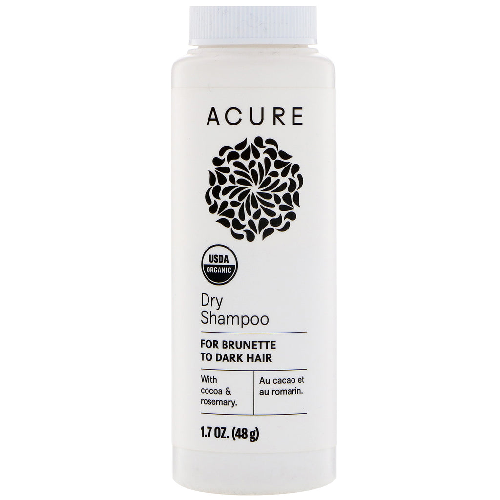Acure, suchy szampon, do włosów od brunetek do ciemnych, 1,7 oz (48 g)