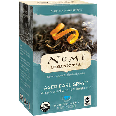 Numi Tea, Thé, Thé noir, Earl Grey vieilli, 18 sachets de thé (1,27 oz (36 g)