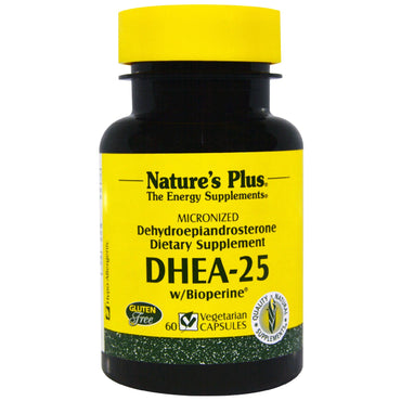 Nature's Plus、DHEA-25 バイオペリン配合、植物性カプセル 60 粒