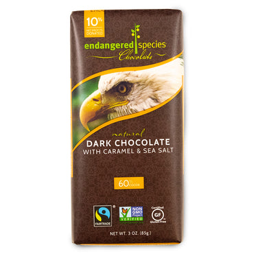 Sjokolade av truede arter, naturlig mørk sjokolade med karamell og havsalt, 3 oz (85 g)