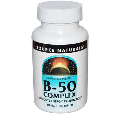 Source Naturals, Complexe B-50, 50 mg, 100 comprimés