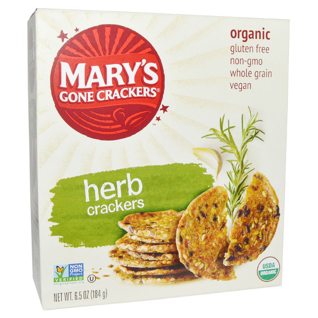 Mary's Gone Crackers, , แครกเกอร์สมุนไพร, 6.5 ออนซ์ (184 กรัม)