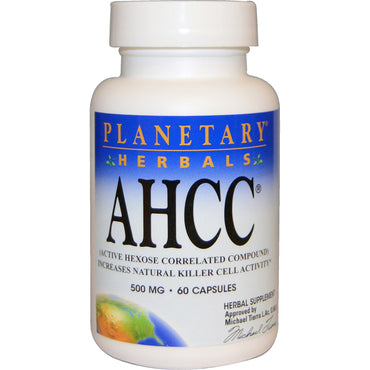 Planetary Herbals, AHCC (composto ativo correlacionado com hexose), 500 mg, 60 cápsulas