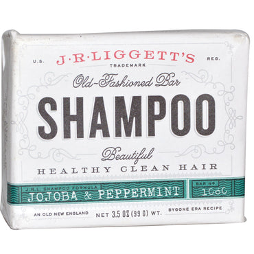 JR Liggett's, Shampoing en barre à l'ancienne, Jojoba et menthe poivrée, 3,5 oz (99 g)
