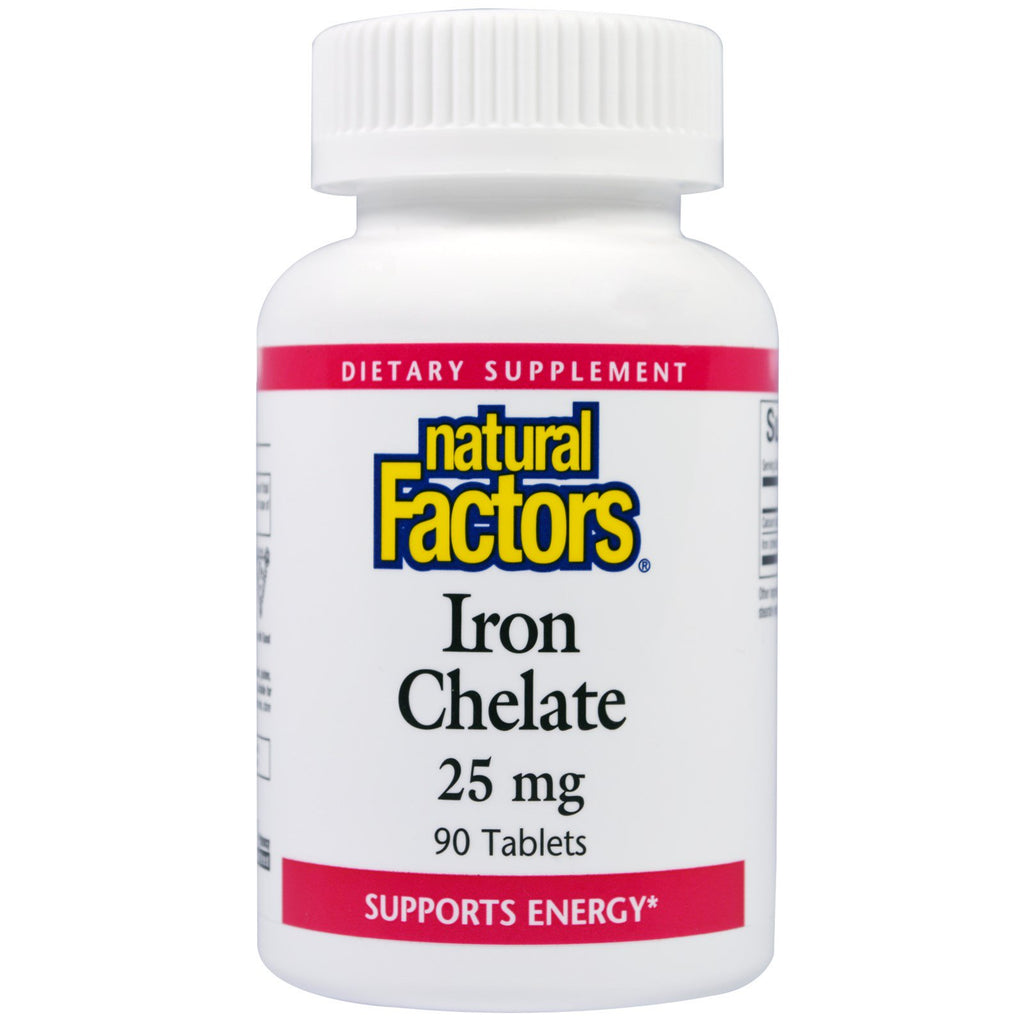 Natural Factors, Chelat żelaza, 25 mg, 90 tabletek