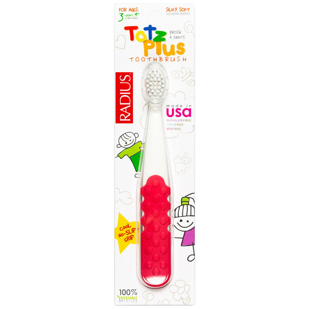 RADIUS, Totz Plus Toothbrush, 3+ Years, White/Pink Coral, 1 Toothbrush