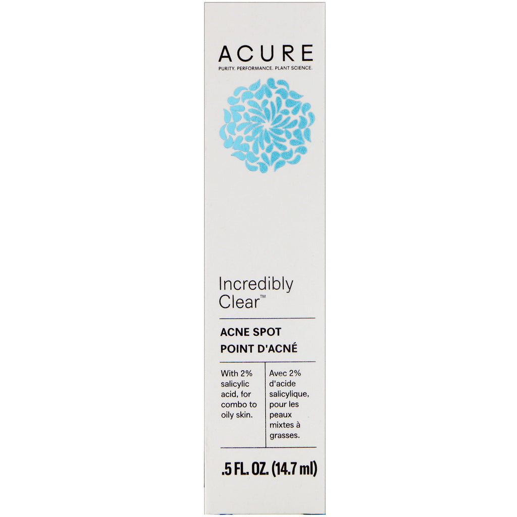 Acure, utroligt klar, acne plet, 0,5 fl oz (14,7 ml)