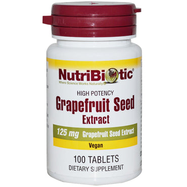 NutriBiotic, Semilla de pomelo, extracto, 125 mg, 100 tabletas