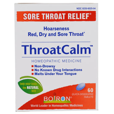 Boiron, Throatcalm, 60 schnell auflösende Tabletten