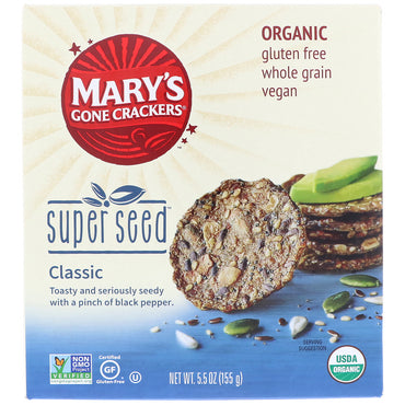 Mary's Gone Crackers, Super Seed Crackers, 155 g (5,5 oz)
