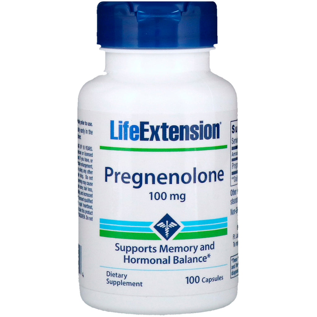 Life Extension, Pregnenolona, ​​100 mg, 100 cápsulas