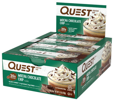 Quest Nutrition QuestBar חפיסת חלבון מוקה צ'יפס שוקולד 12 חפיסות 2.12 אונקיות (60 גרם) כל אחת