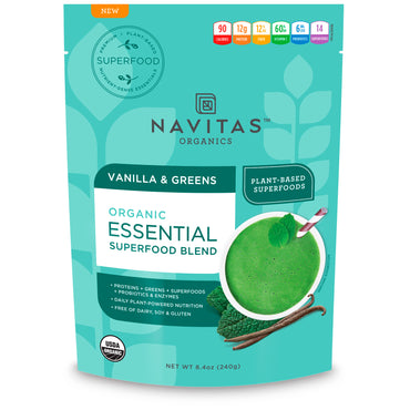 Navitas s, Mélange de superaliments essentiels, vanille et légumes verts, 8,4 oz (240 g)