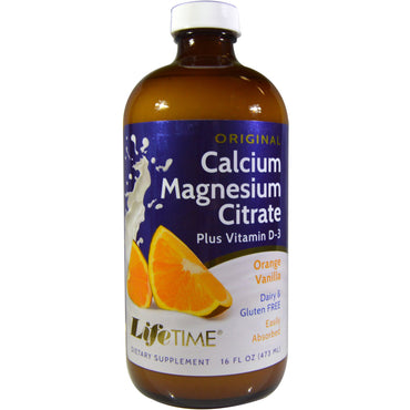 Life Time, Citrato de calcio y magnesio original, más vitamina D-3, original, naranja vainilla, 16 fl oz (473 ml)