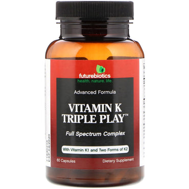 Futurebiotics, vitamine K triple jeu, 60 gélules