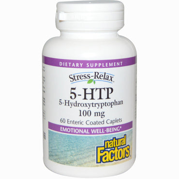 Natural Factors, Stress-Relax, 5-HTP, 100 mg, 60 caplets à enrobage entérique