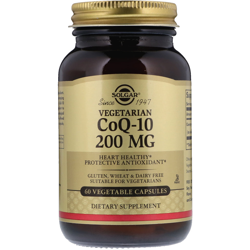 Solgar, 채식 CoQ-10, 200 mg, 60 식물성 캡슐