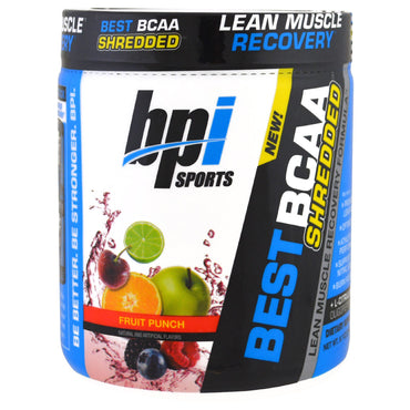 BPI Sports, Best BCAA Shredded, fórmula para recuperación muscular magra, ponche de frutas, 9,7 oz (275 g)