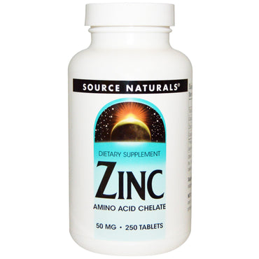 Source Naturals, zinc, 50 mg, 250 tablete