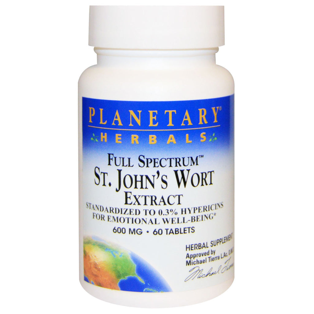 Planetary Herbals, extract de sunătoare cu spectru complet, 600 mg, 60 de tablete