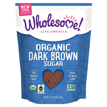 Wholesome Sweeteners, Inc., mørk brunt sukker, 1,5 lbs (24 oz.) - 680 g