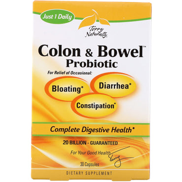 EuroPharma, Terry Naturally, Colon & Bowel Probiotic, 30 Capsules