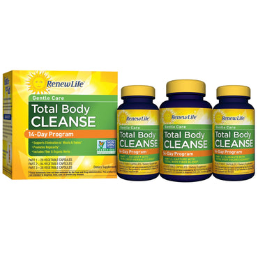Renew Life, Gentle Care, Total Body Cleanse, 14-Day Program, 3-Part Program, Vegetable Capsules