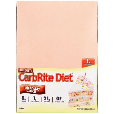 Universal Nutrition Doctor's CarbRite Diet Bar Pastel de cumpleaños 12 barras de 2 oz (56,7 g) cada una