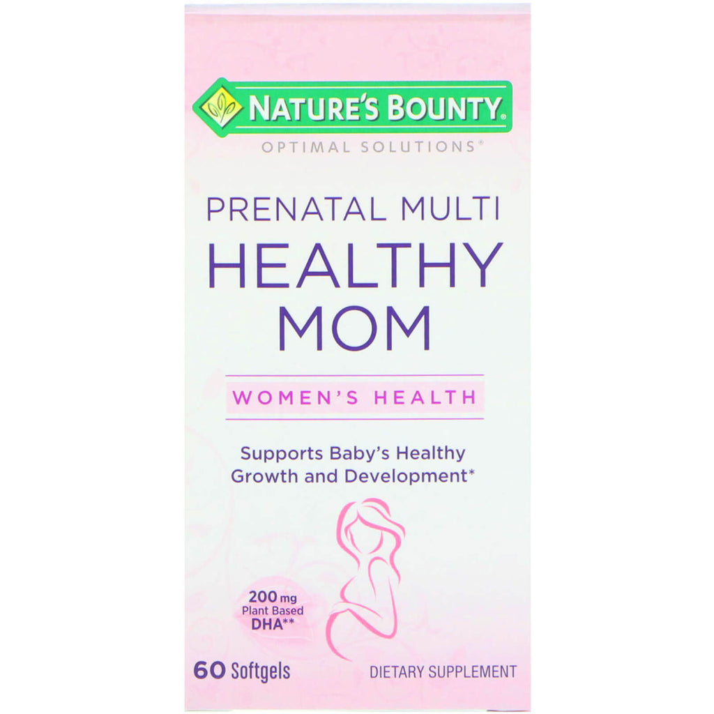 Nature's Bounty, Optimal Solutions, Healthy Mom Prenatal Multi, 60 cápsulas blandas