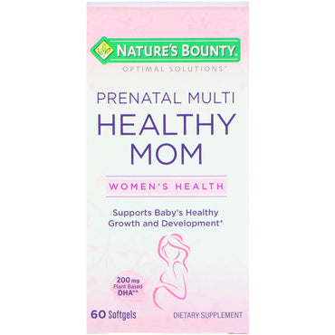 Nature's Bounty, Optimal Solutions, Healthy Mom Prenatal Multi, 60 cápsulas blandas