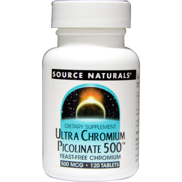 Source Naturals, Ultra Picolinato de Cromo 500, 500 mcg, 120 Comprimidos