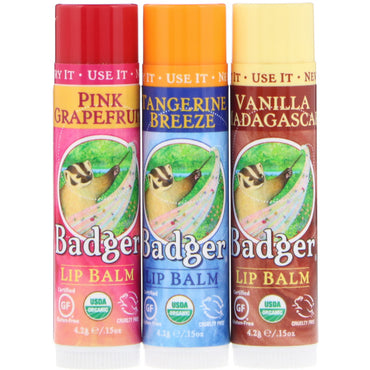 Badger Company Lip Balm Gift Set Red Box 3 Pack .15 oz (4.2 g) cada uno