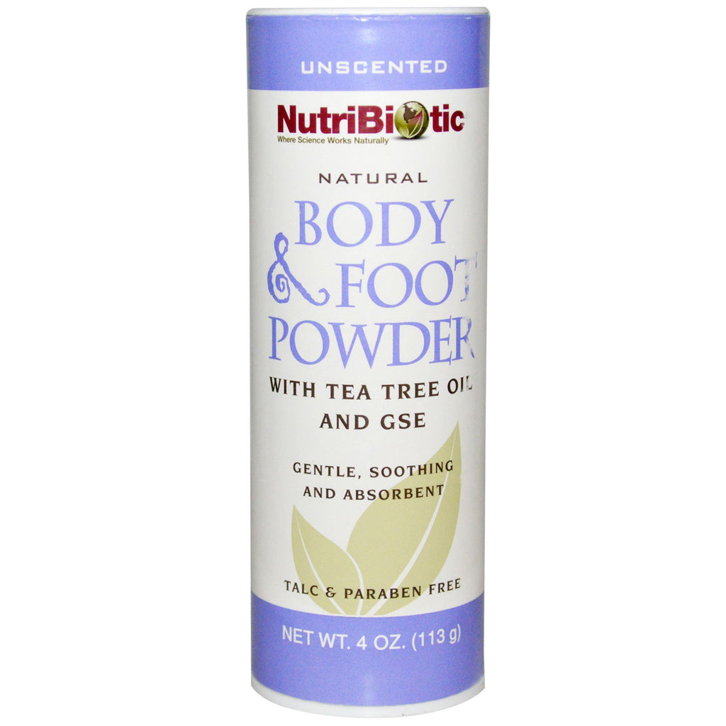 NutriBiotic, Natural Body & Foot Powder, Unscented, 4 oz (113 g)
