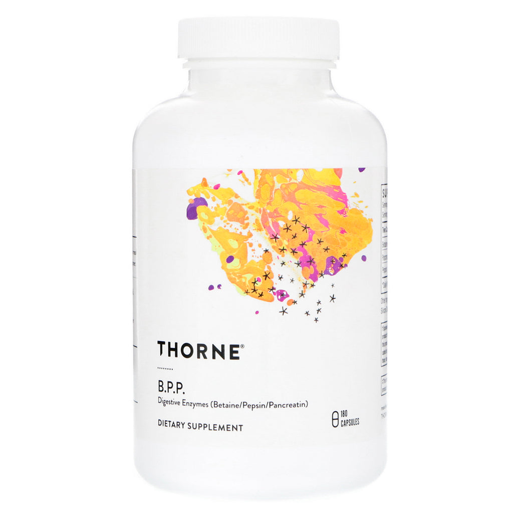 Thorne Research, bpp, (betaina/pepsyna/pankreatyna), enzymy trawienne, 180 kapsułek
