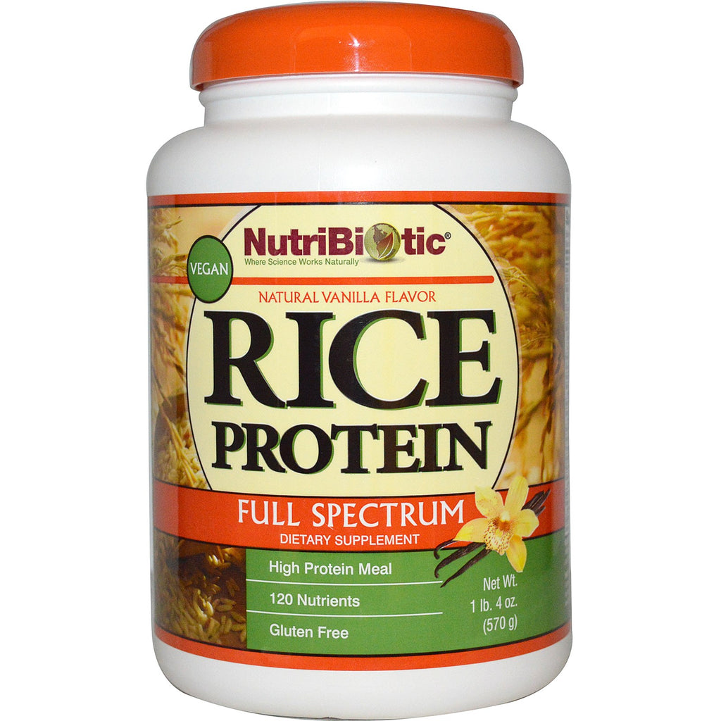 NutriBiotic, Vegan Rice Protein, Full Spectrum, Natural Vanilla Flavor, 1 lb 4 oz (570 g)