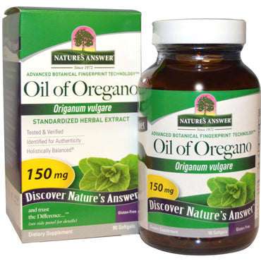 Nature's Answer, 오레가노 오일, Origanum Vulgare, 150 mg, 90 소프트젤