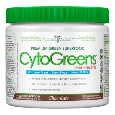 NovaForme, CytoGreens, Superaliment verde premium pentru sportivi, ciocolată, 5,7 oz (161 g)