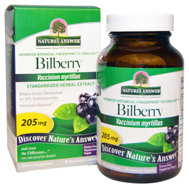 Nature's Answer, Bilberry, Standardized Herbal Extract, 205 mg, 90 Vegetarian Capsules