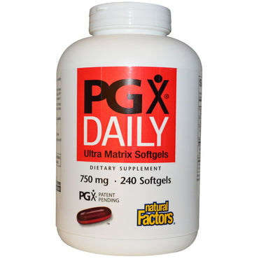 Natural Factors, PGX Daily、ウルトラ マトリックス ソフトジェル、750 mg、ソフトジェル 240 個