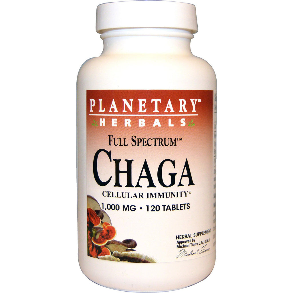 Planetaire kruiden, Chaga met volledig spectrum, 1.000 mg, 120 tabletten
