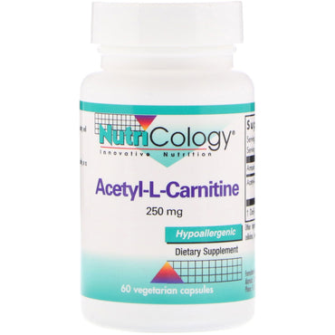 Nutricologie, Acetyl-L-Carnitine, 250 mg, 60 Vegetarische capsules