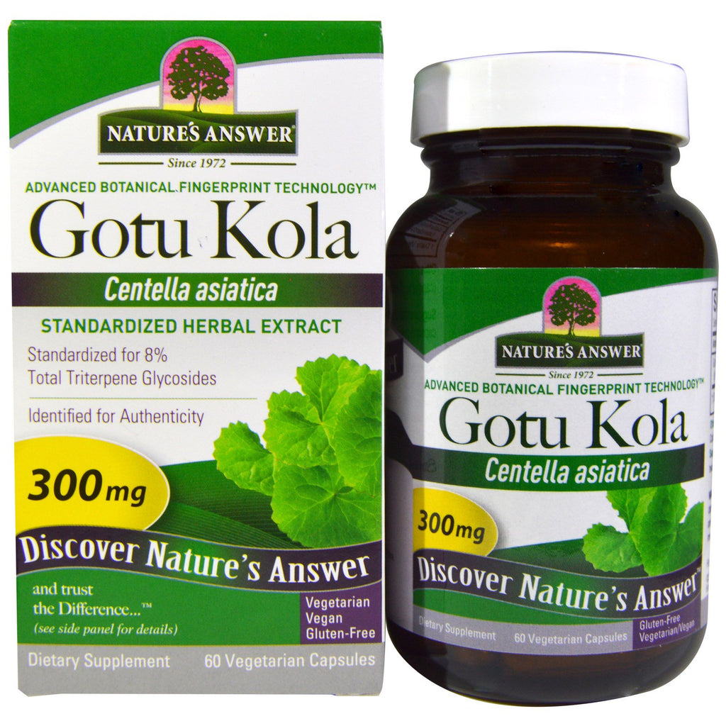 Naturens Answer, Gotu Kola, standardiseret urteekstrakt, 300 mg, 60 vegetariske kapsler