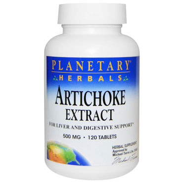 Planetary Herbals, extracto de alcachofa, 500 mg, 120 tabletas