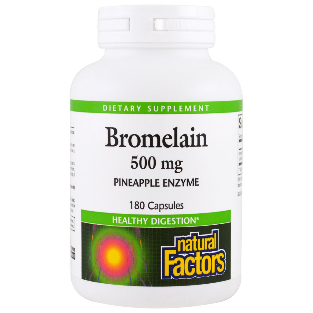 Natural Factors, Bromelaína, 500 mg, 180 Cápsulas