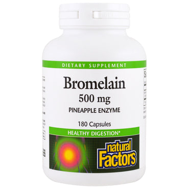 Natural Factors, Bromelaína, 500 mg, 180 Cápsulas