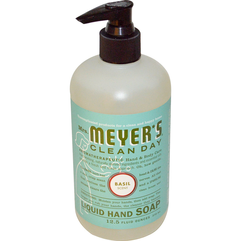 Mrs. Meyers Clean Day, flytande handtvål, basilikadoft, 12,5 fl oz (370 ml)