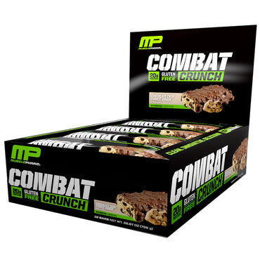 MusclePharm Combat Crunch Masa para galletas con chispas de chocolate 12 barras 63 g cada una
